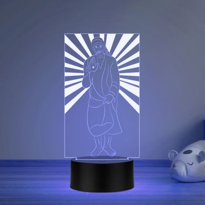 3D Illusion Sai Baba Night lamp multicolored Light with Remote Control